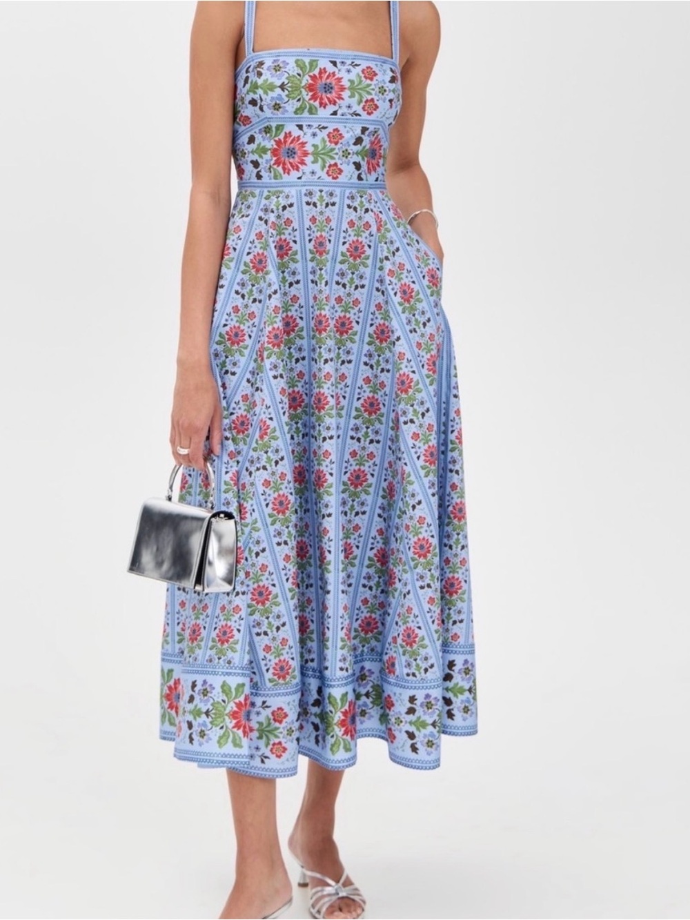 Hill House The Margot Dress - Blue Floral Block Stripe